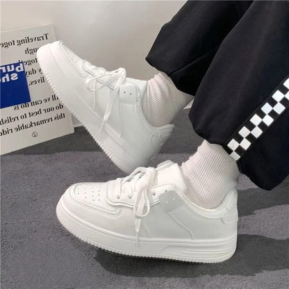 Contrast Stitching Lace-Up Sneakers